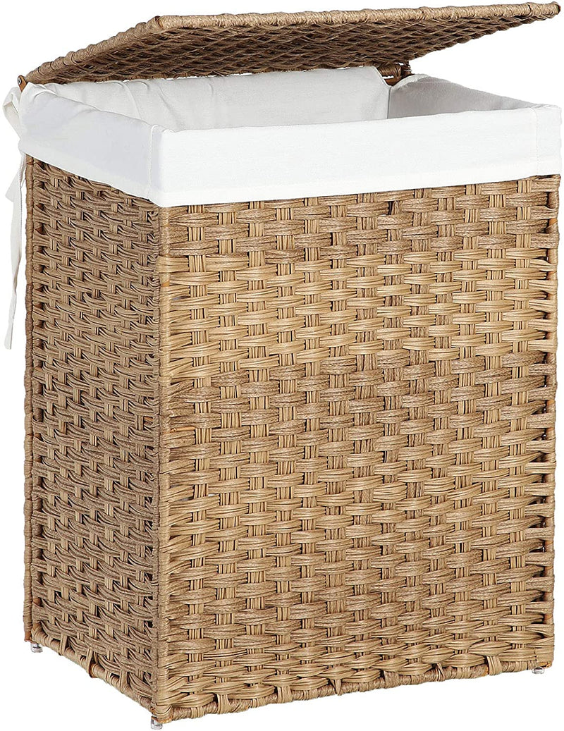 Rattan Laundry Basket 90L With Removable Liner Bag - Natural