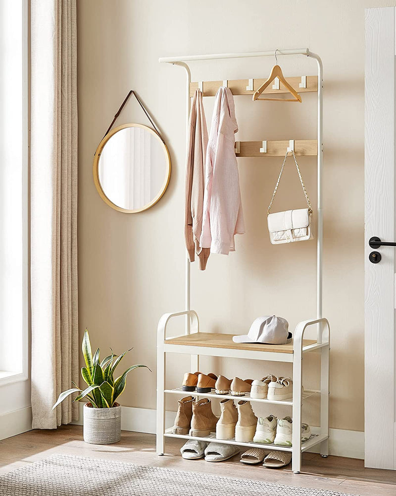 Vasagle Cambrie Hallway Storage Coat Rack - Oak & Cream