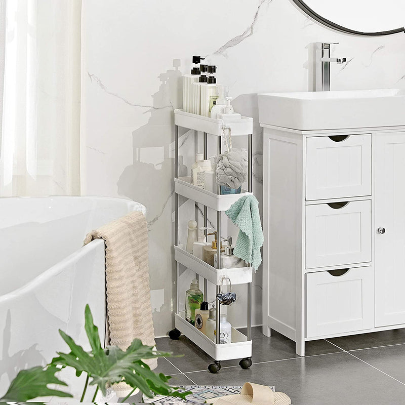 Space Saving 4-Tier Storage Trolley White