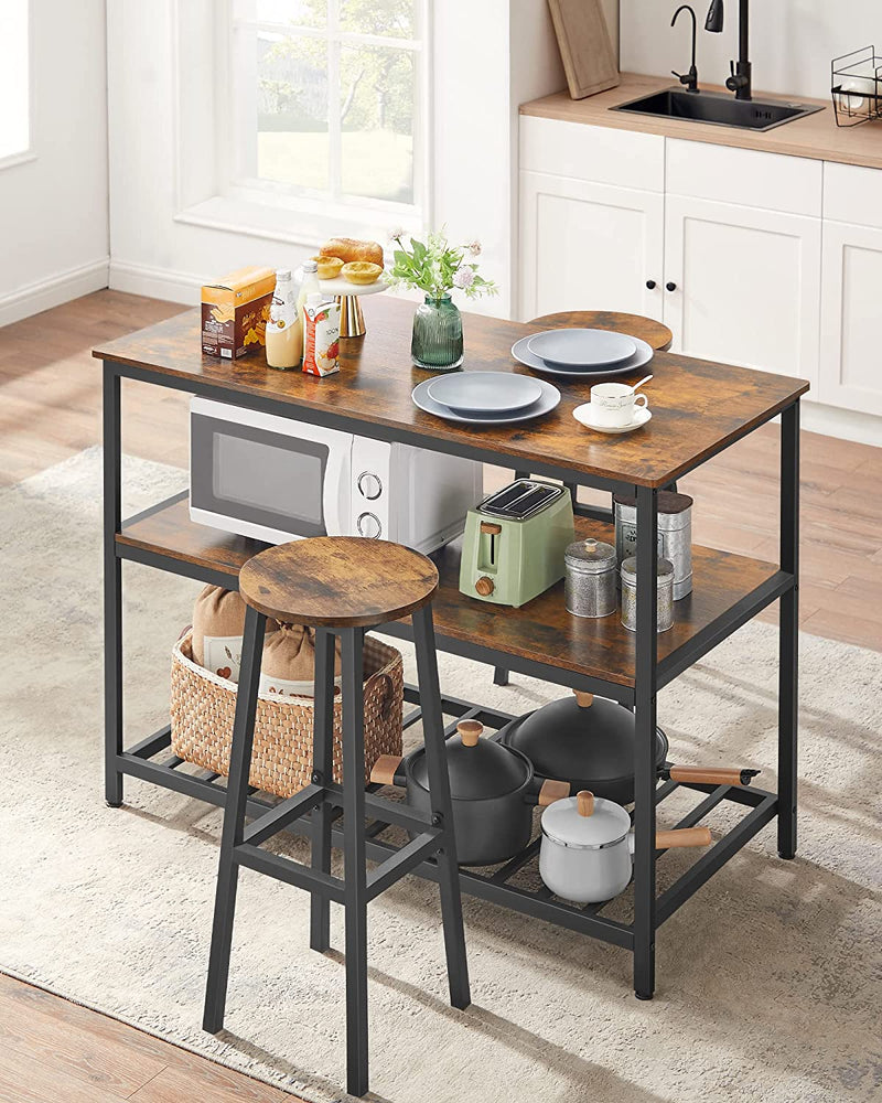 Vasagle Kitchen Island With 3 Shelves - Brown
