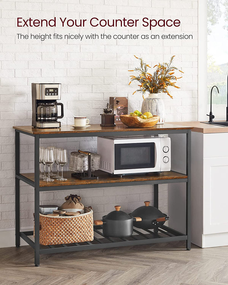 Vasagle Kitchen Island With 3 Shelves - Brown