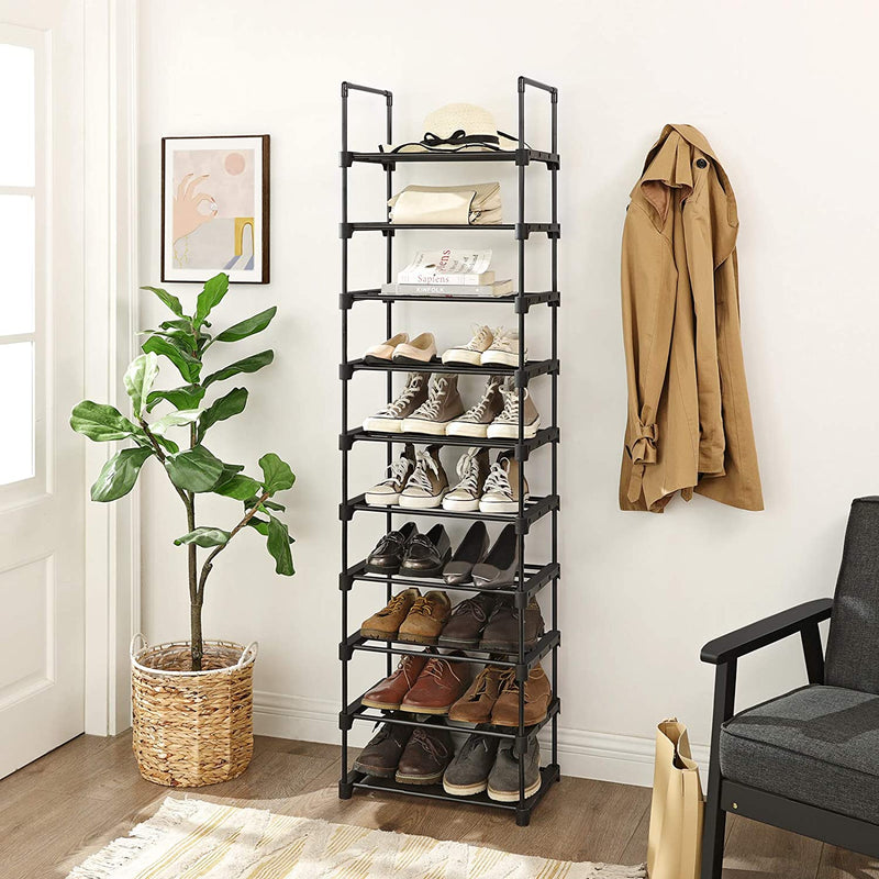 10-Tier Metal Shoe Storage Organiser - Black