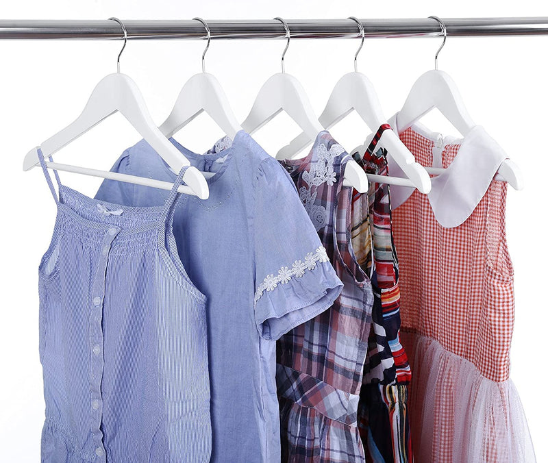 Kids Wooden Coat Hangers White (Set of 20)