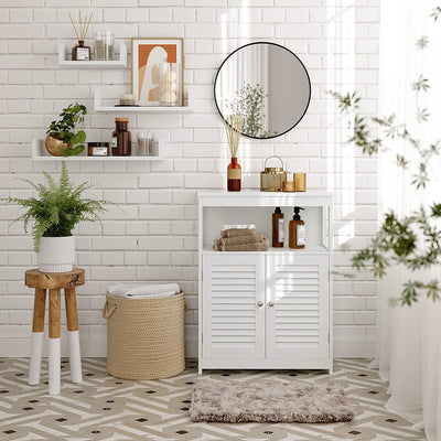 Vasagle Maisie Bathroom Floor Cabinet With Double Shutter Doors - White
