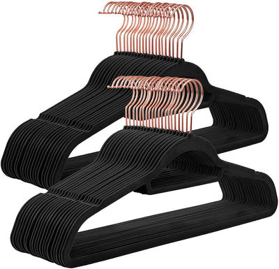 Velvet Coat Hangers Black & Rose Pink (Set of 50)