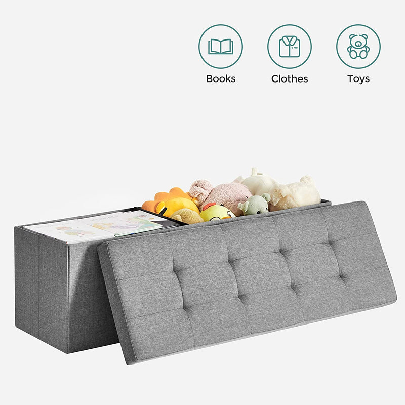 Storage Ottoman Bench Fabric Large - Light Grey