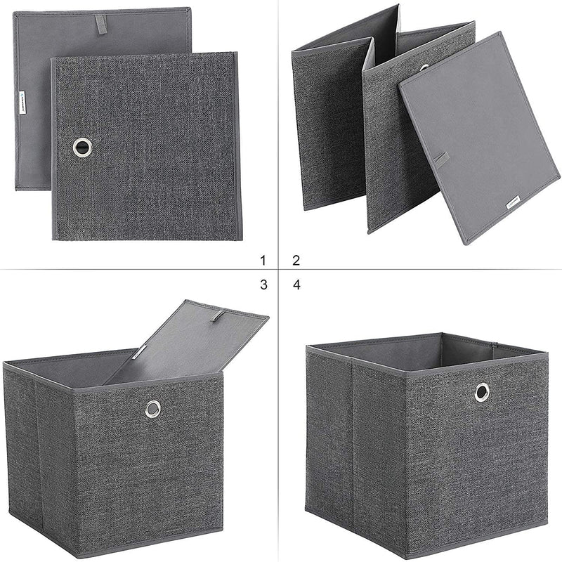 Fabric Foldable Storage Boxes Grey (Set of 6)