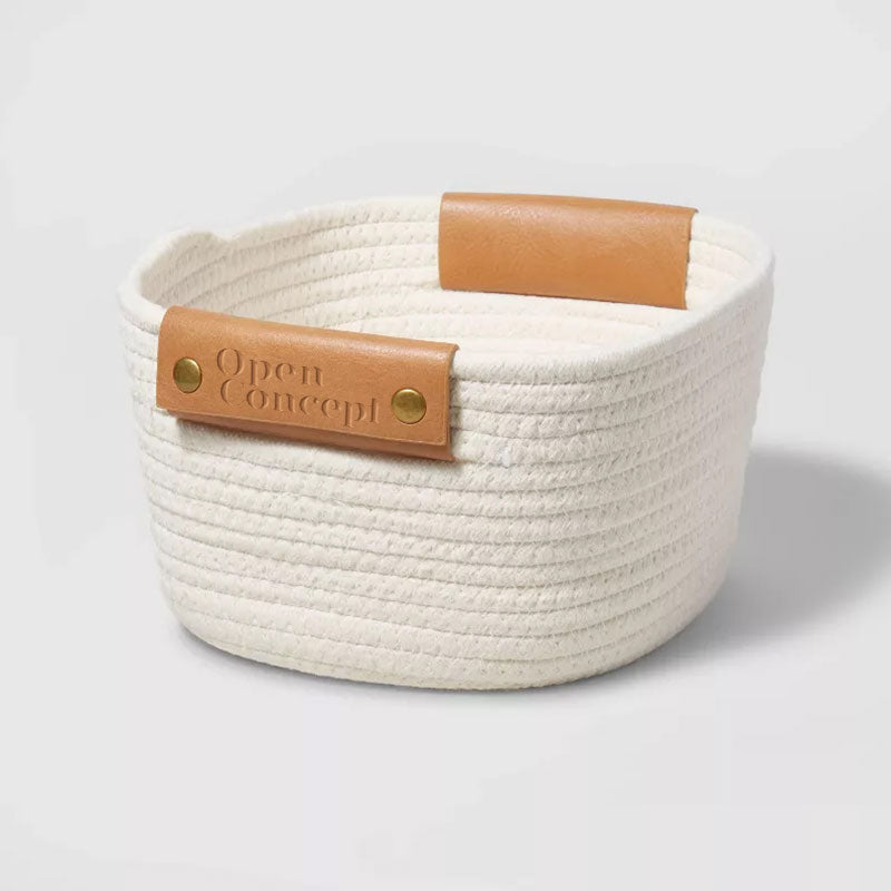 Coiled Rope Storage Basket Cream Medium (Set of 2)