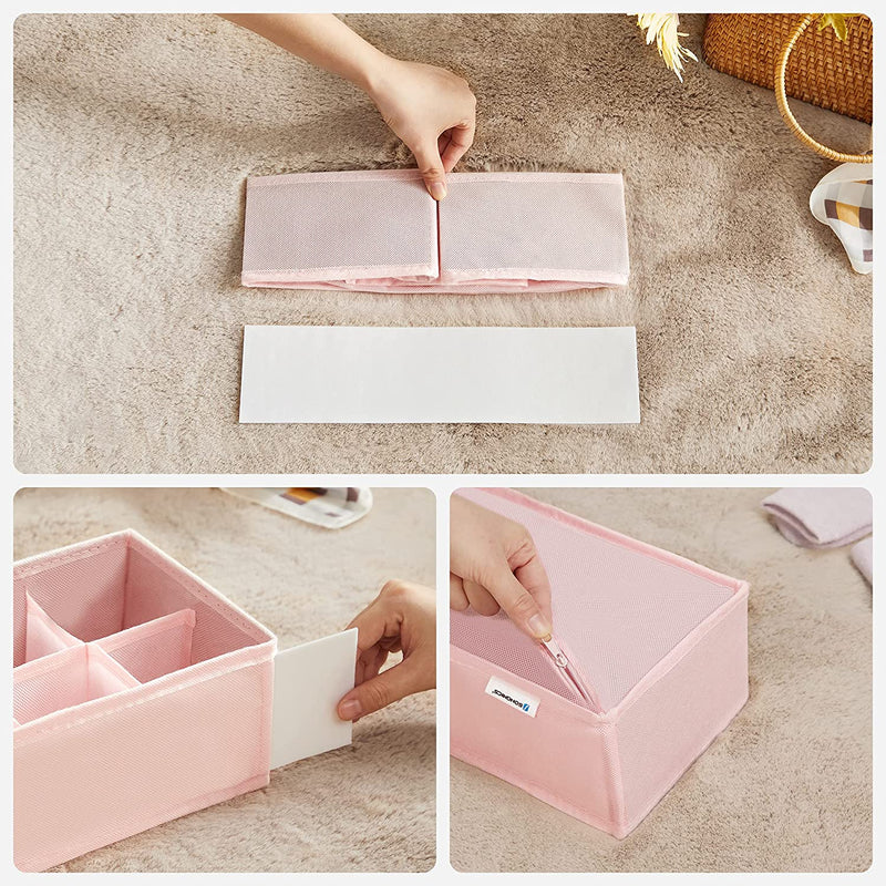 Underwear Drawer Organisers Pink (Set of 8)