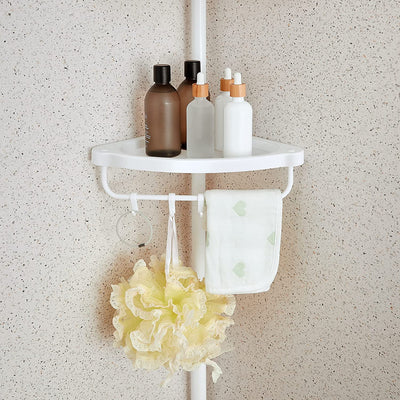 Expandable Bathroom Caddy Corner Shelf Rack  (White)