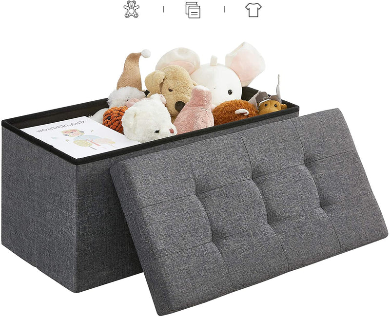 Storage Ottoman Bench Fabric Medium - Grey