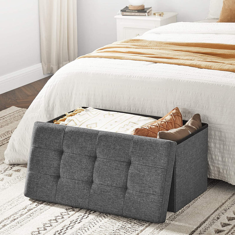 Storage Ottoman Bench Fabric Medium - Grey