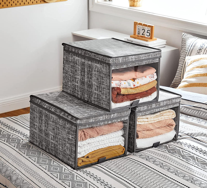 Stackable Fabric Storage Box Grey (Set of 3)