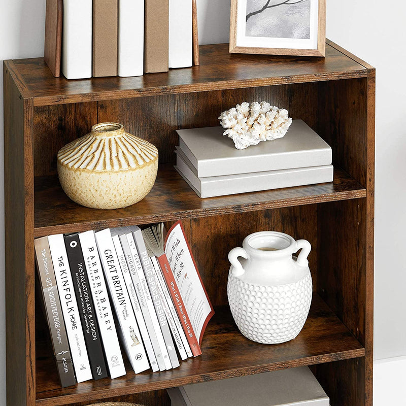 Vasagle 3 Tier Open Bookcase With Adjustable Storage Shelves - Brown