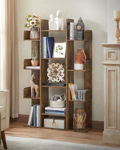 Vasagle Tree Shaped Bookshelf With 13 Storage Shelves - Brown
