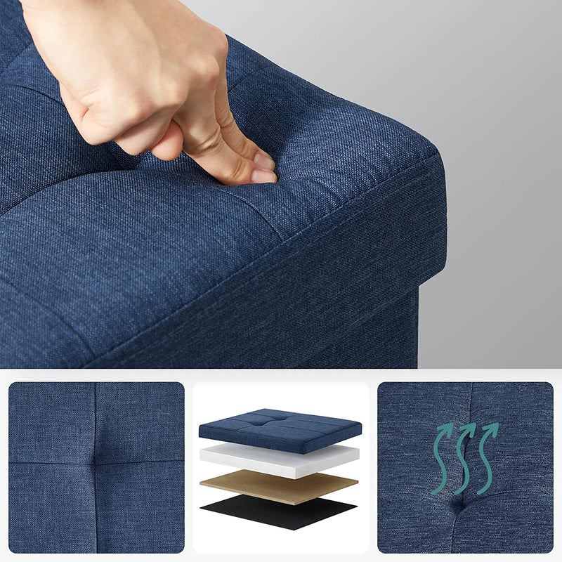 Storage Ottoman Bench Fabric Large - Navy Blue