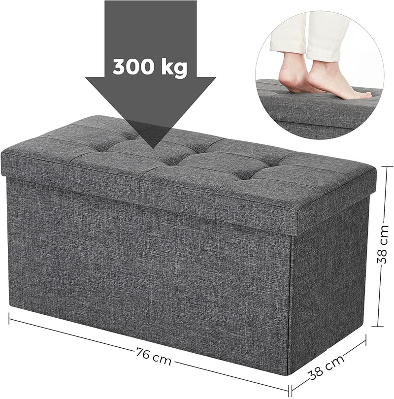 Storage Ottoman Bench Fabric Medium - Grey