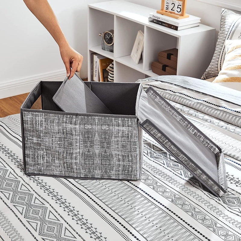 Stackable Fabric Storage Box Grey (Set of 3)
