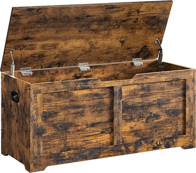 Vasagle Storage Box With Safety Hinges - Rustic Brown