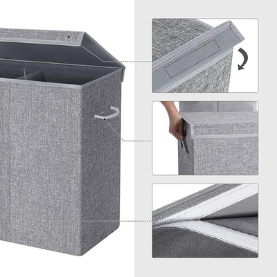 Laundry Basket 142L with Magnetic Lid -  Light Grey