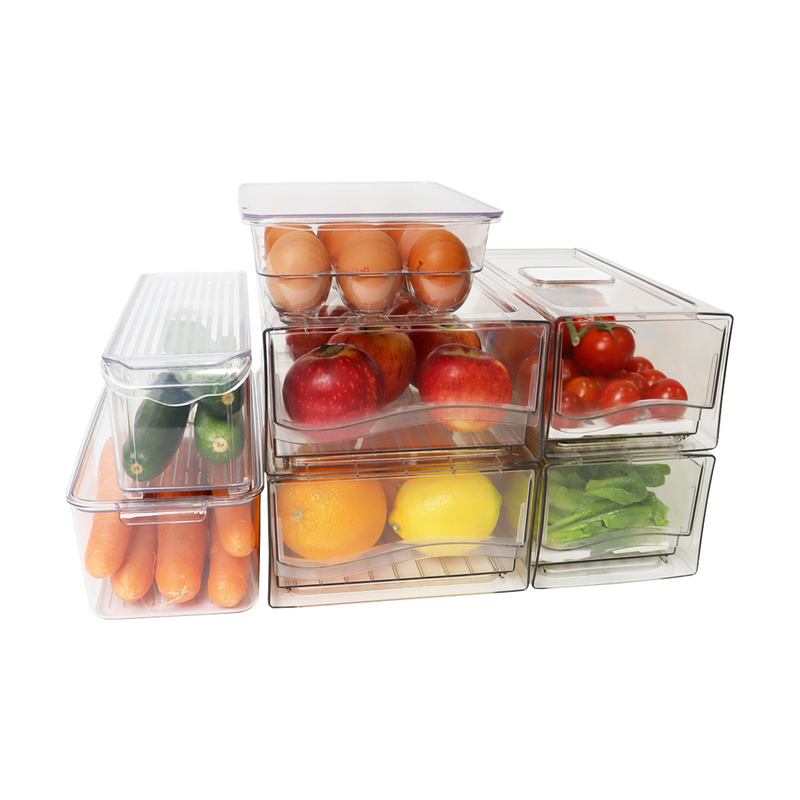 Fridge Organiser Container with Drawers (Set of 2)