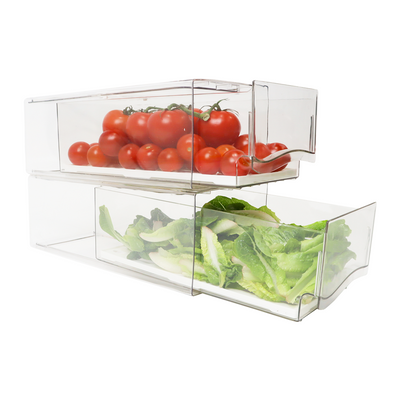 Fridge Organiser Container with Drawer Medium (Set of 2)