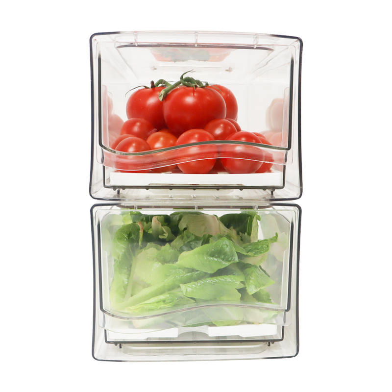 Fridge Organiser Container with Drawer Medium (Set of 2)