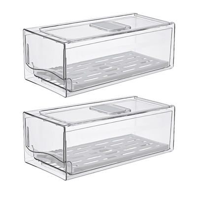 Fridge Organiser Container with Drawer Medium (Set of 2)