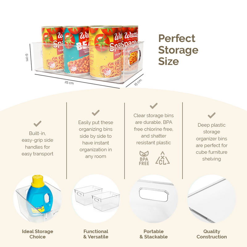 Kitchen Pantry Storage Organiser Bins Medium (Set of 2)