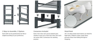 3 Tier Metal Adjustable Shoe Rack