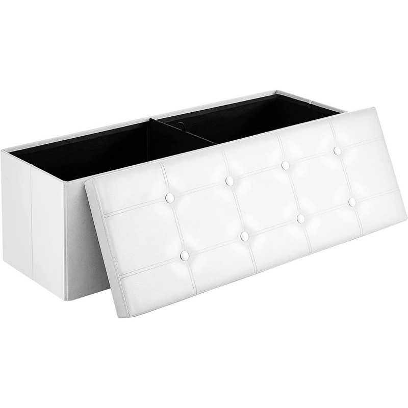 Storage Ottoman Bench Leather Large - White