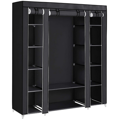 Portable Wardrobe Clothes Storage Organizer (Black)