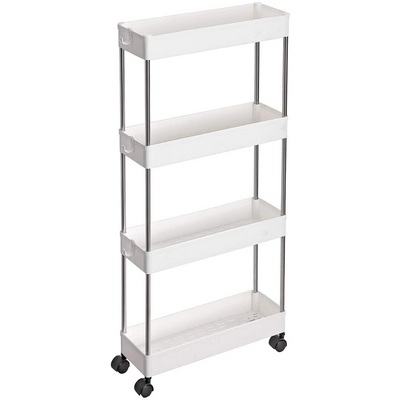 Space Saving 4-Tier Storage Trolley White