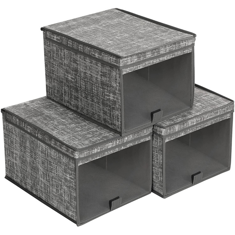 Stackable Fabric Storage Box Grey (Set of 3)