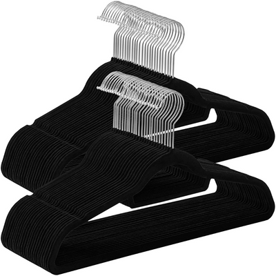 Velvet Coat Hangers Black (Set of 50)