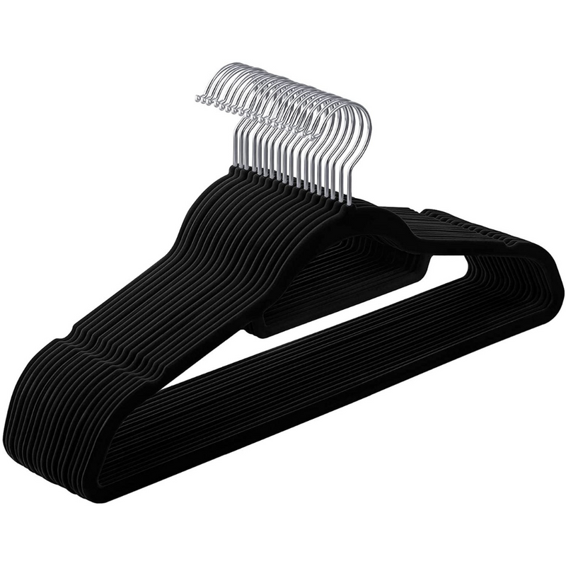 Velvet Coat Hangers Black (Set of 20)