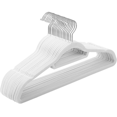 Velvet Coat Hangers White (Set of 20)