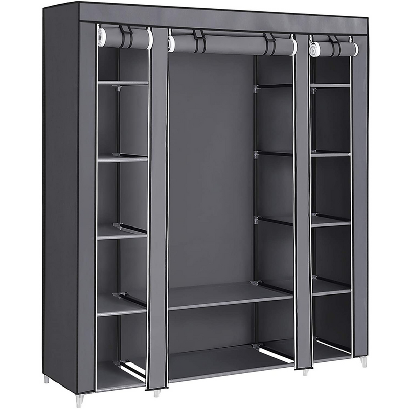 Portable Wardrobe Clothes Storage Organizer Grey Space General