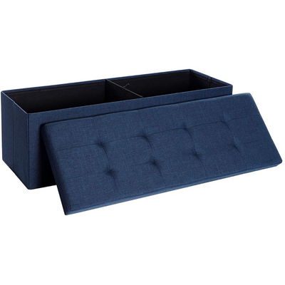 Storage Ottoman Bench Fabric Large - Navy Blue