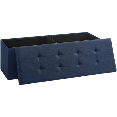 Storage Ottoman Bench Fabric Large - Navy Blue