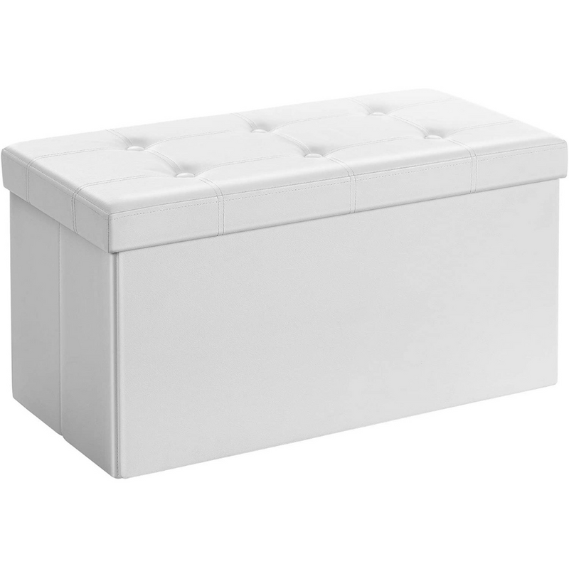 Storage Ottoman Bench Leather Medium - White