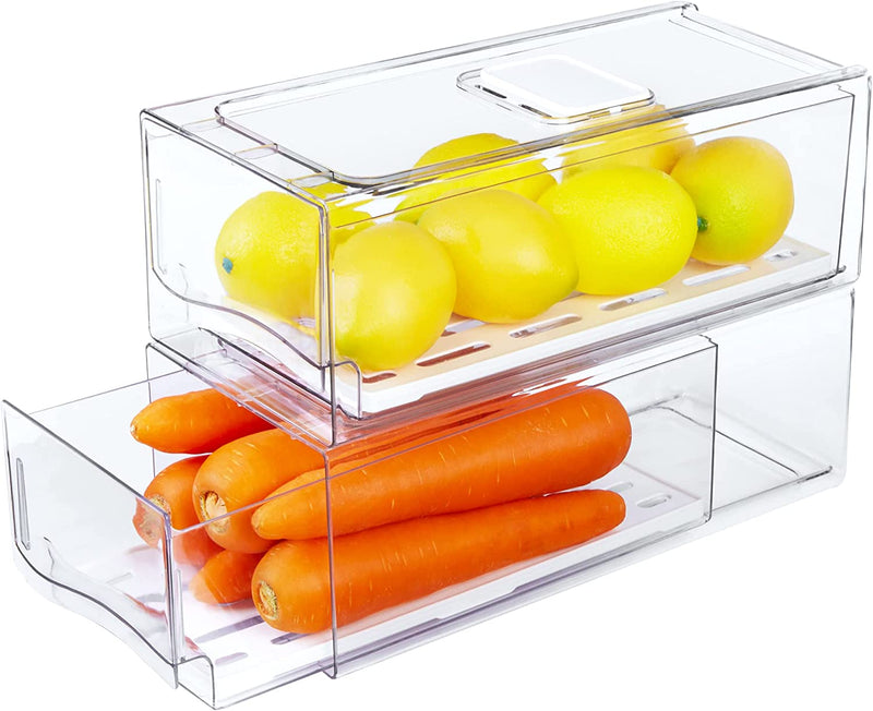 Fridge Organiser Container with Drawer Medium (Set of 2)