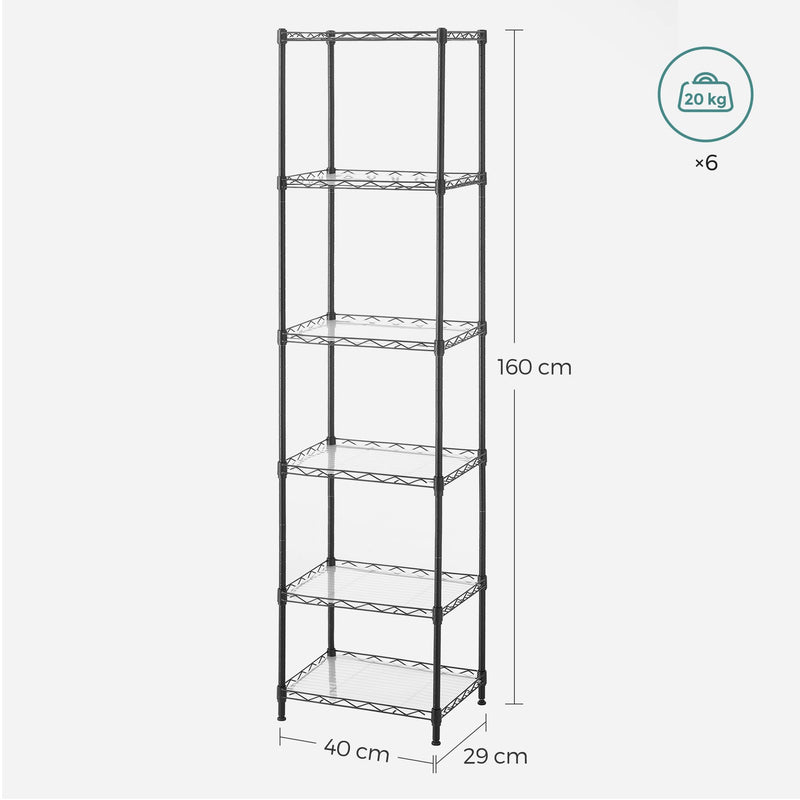 6 Tier Metal Storage Rack Shelf - Black