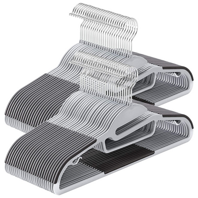 Plastic Coat Hangers Grey (Set of 50)