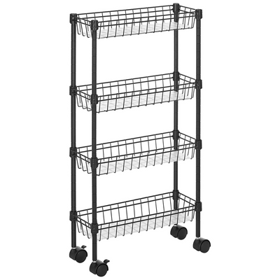 Slim 4-Tier Slim Storage Rolling Cart