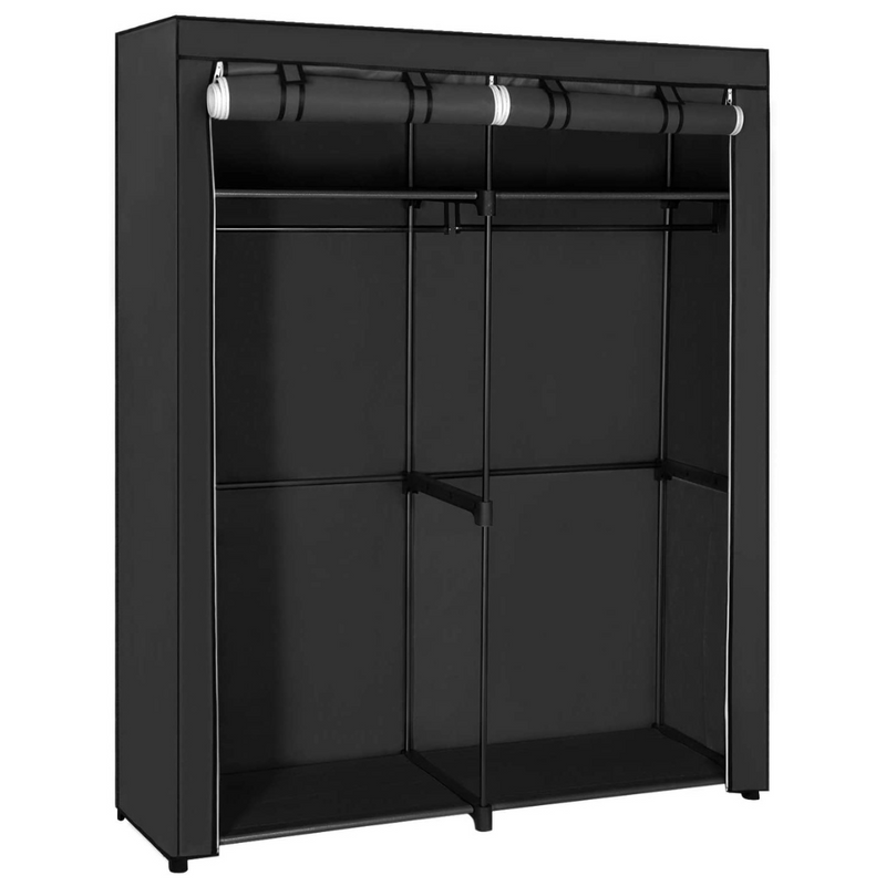 Portable Wardrobe with 2 Hanging Rods - Black