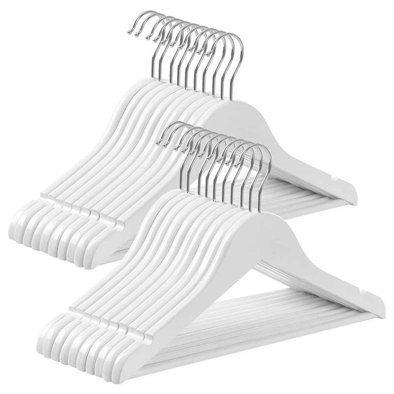 Kids Wooden Coat Hangers White (Set of 20)