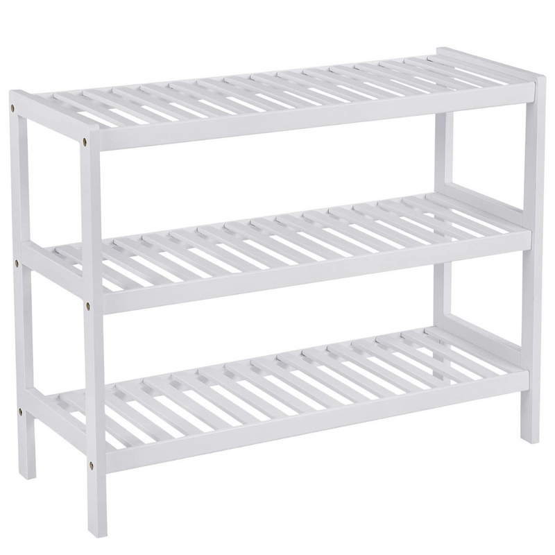 3-Tier Bamboo Shoe Rack - White