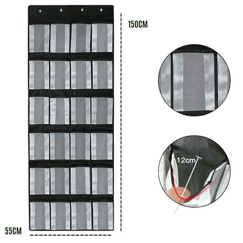 Over the Door Shoe Storage Organiser (24 Large Pockets)