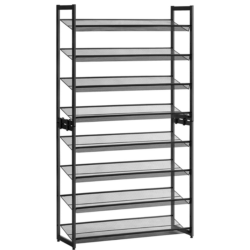 8 Tier Metal Stackable Shoe Rack - Black